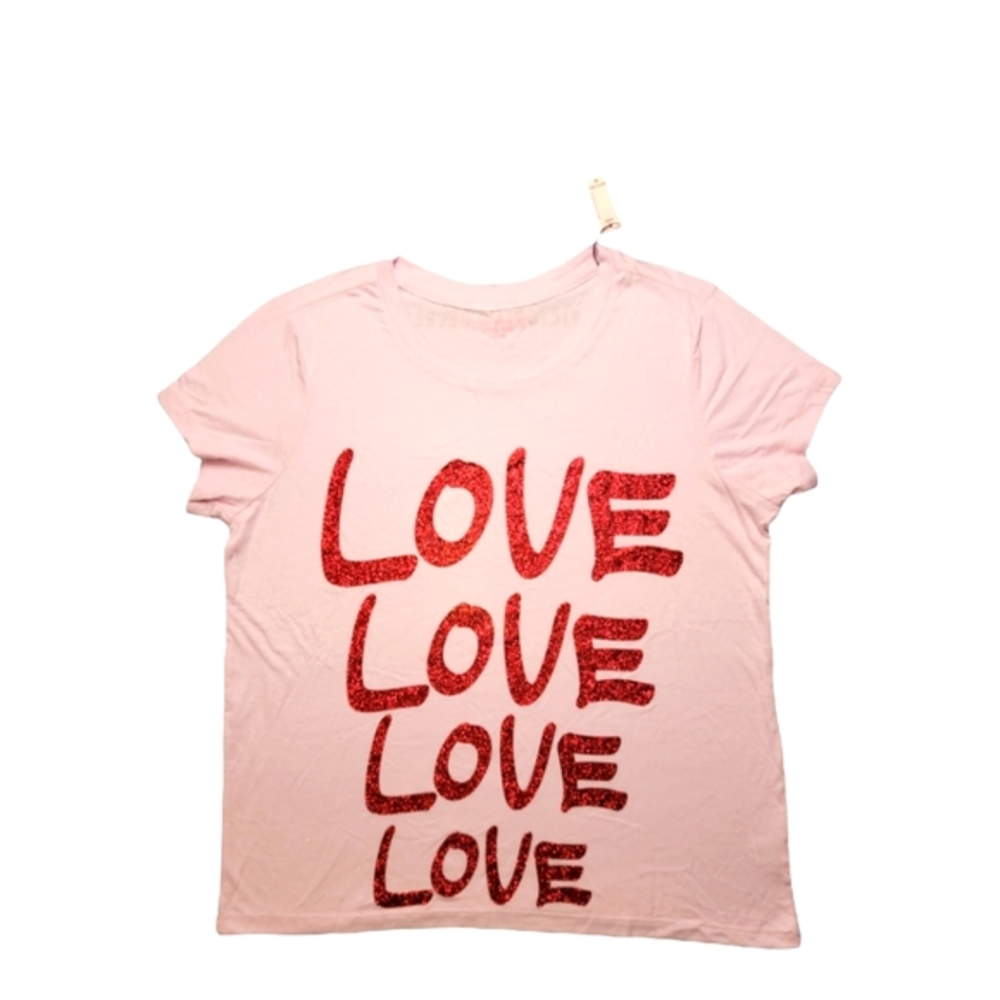 NWT Victoria's Secret Light Pink with red glitter‎ LOVE words Size Medium